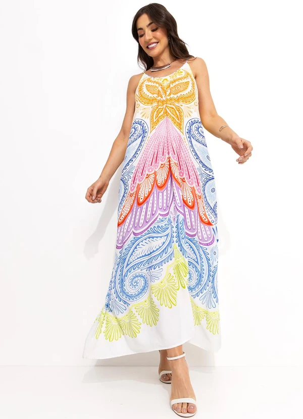 Farm - Vestido em Viscose Bege 4