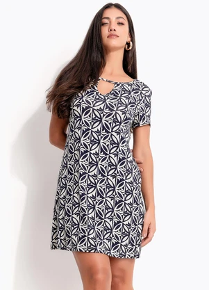 Quintess - Vestido em Viscose com Elastano Azul - QUINTESS