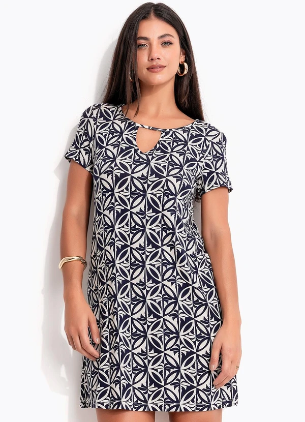 Quintess - Vestido em Viscose com Elastano Azul 7