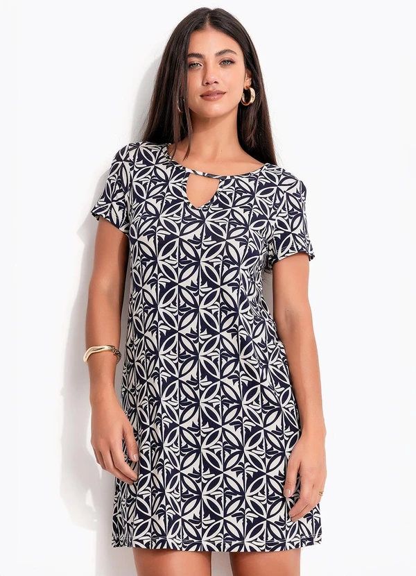 Quintess - Vestido em Viscose com Elastano Azul 8