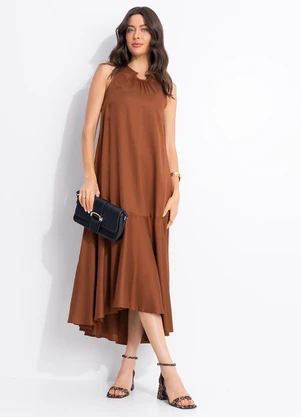 Colcci - Vestido em Viscose Marrom - COLCCI