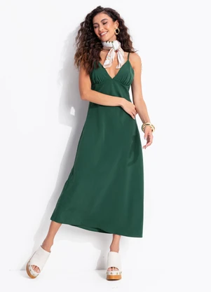 Farm - Vestido Enviesado Midi Verde - FARM