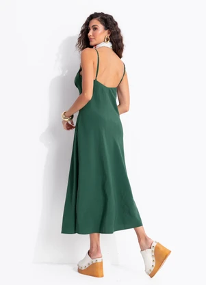 Farm - Vestido Enviesado Midi Verde - FARM