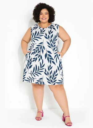 bonprix - Vestido  Estampado Azul Marinho/Branco - BONPRIX