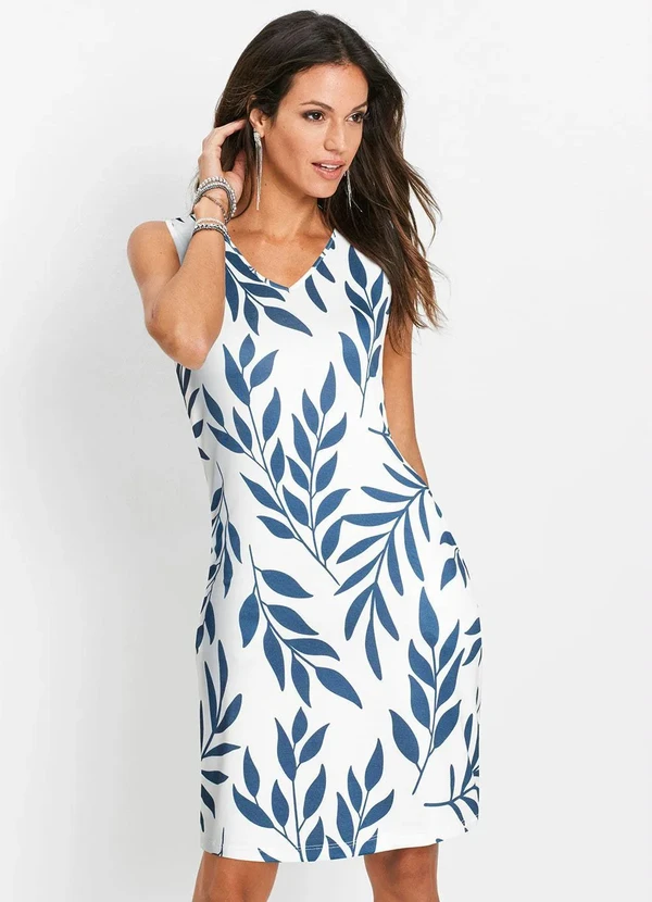 bonprix - Vestido  Estampado Azul Marinho/Branco 4