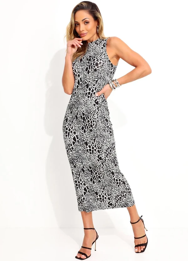 Colcci - Vestido Estampado Preto