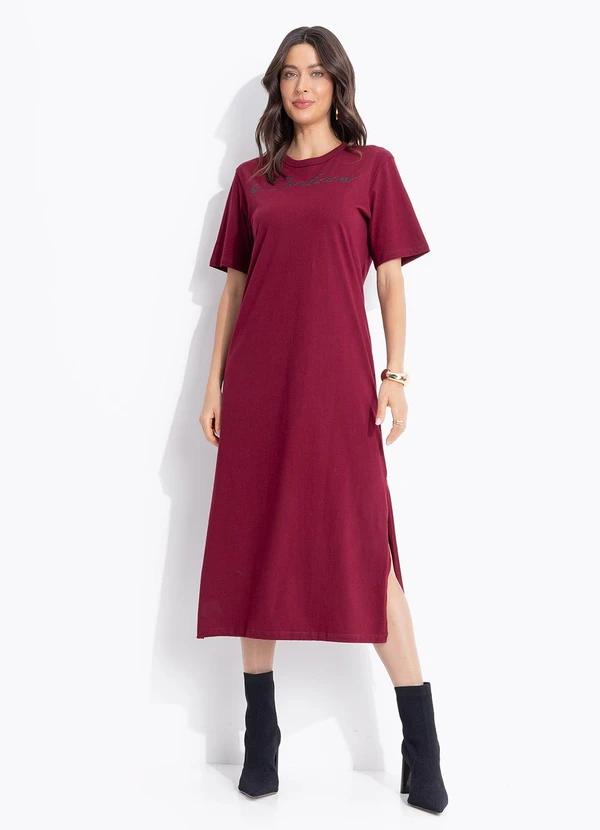 Colcci - Vestido Estampado com Aplicação Vermelho