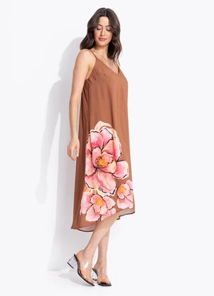 Colcci - Vestido Estampado em Viscose Marrom - COLCCI