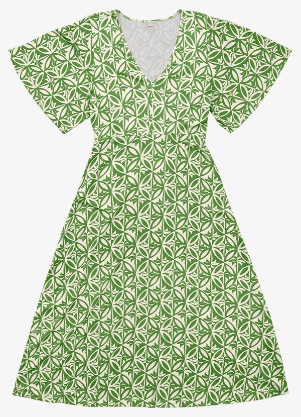 Rovitex - Vestido Estampado Feminino Midi Verde 2