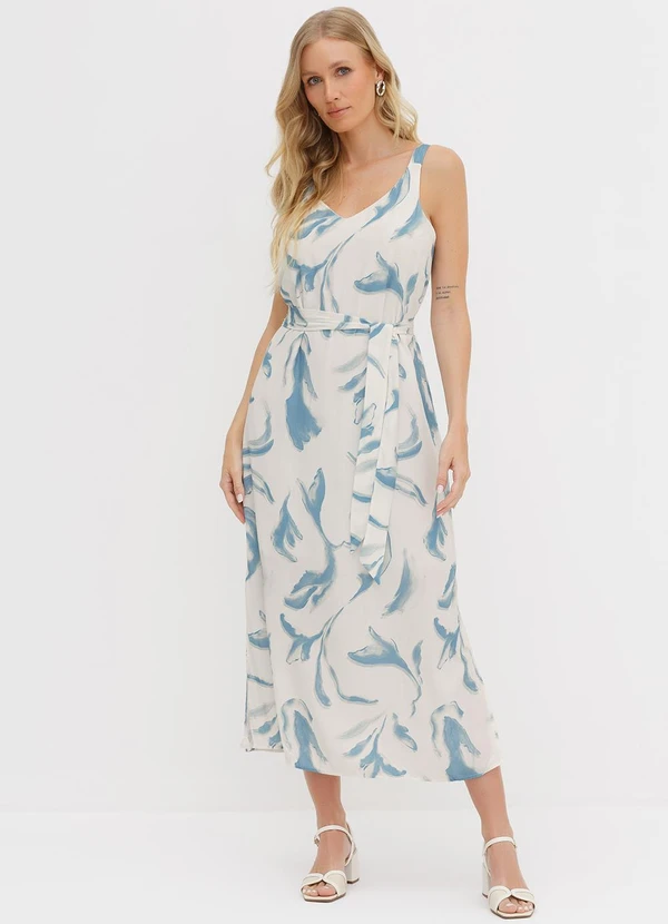 Principessa - Vestido com Alças Longuete em Viscose Estampada Mirela