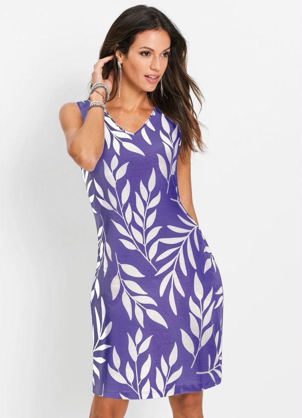 Vestido Estampado (Roxo/Branco)