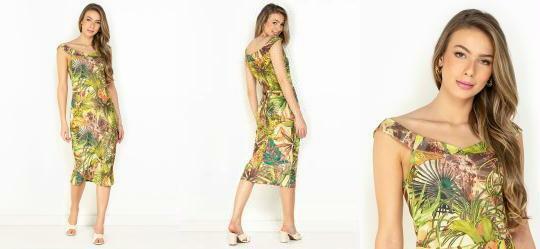 Vestido tnica com Decote Ombro a Ombro