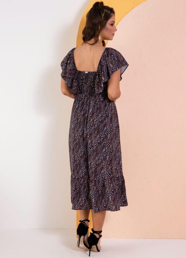 Quintess - Vestido Étnico Preto com Babados 2