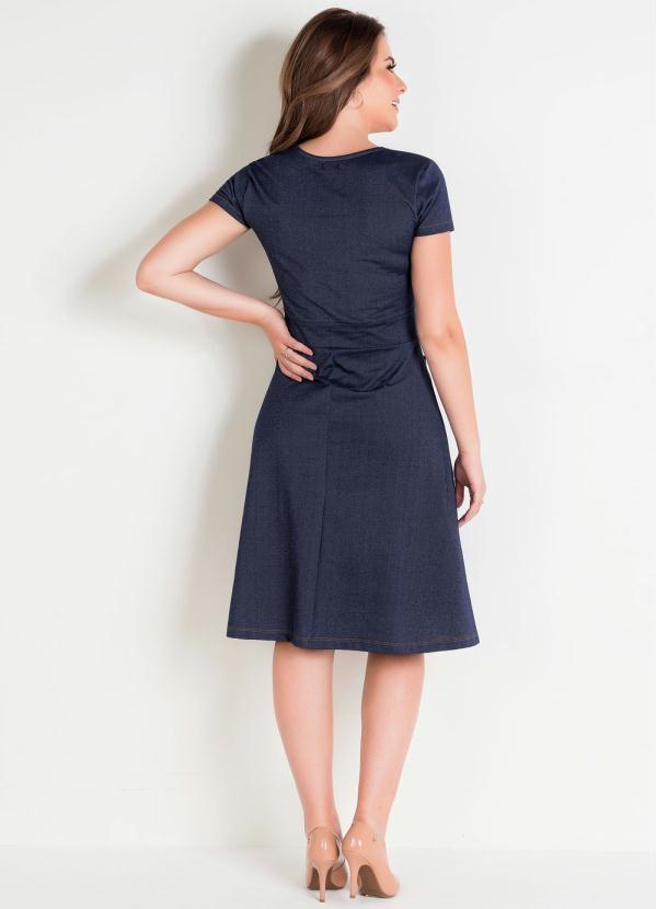 Rosalie - Vestido Evasê Azul com Botões 5