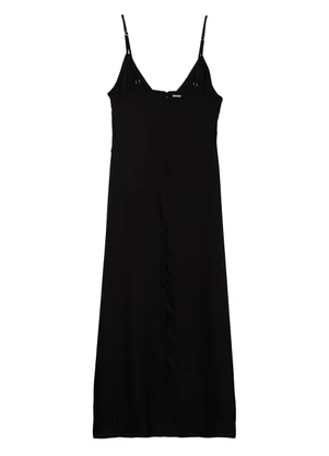 Enfim - Vestido Evasê Mídi em Cetim Preto - ENFIM