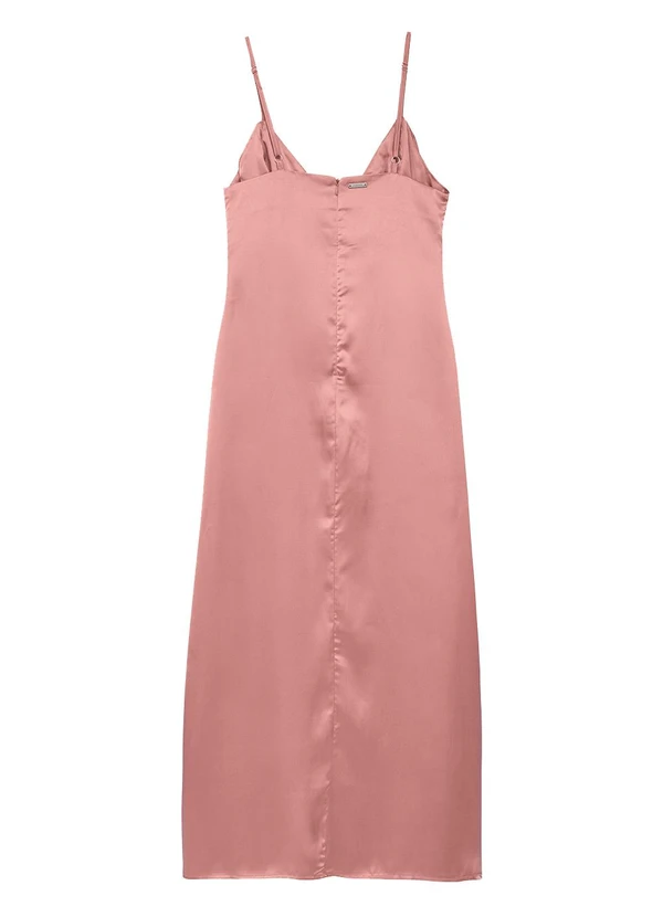 Enfim - Vestido Evasê Mídi em Cetim Rosê 3