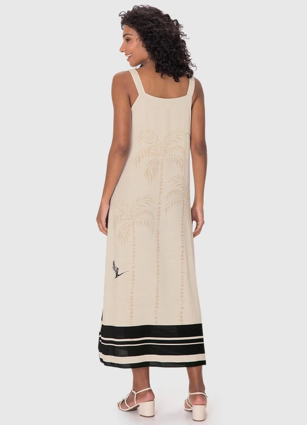 Malwee - Vestido Evasê Mídi Tropical Preto 4