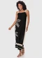 Malwee - Vestido Evasê Mídi Tropical Preto - variação: Preto