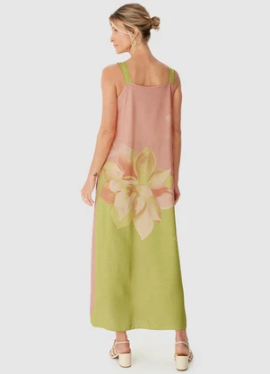 Malwee - Vestido Evasê Mídi Tropical Verde - MALWEE