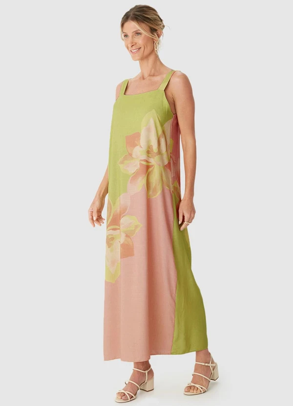 Malwee - Vestido Evasê Mídi Tropical Verde 4
