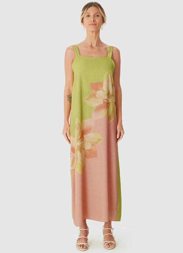 Malwee - Vestido Evasê Mídi Tropical Verde 5