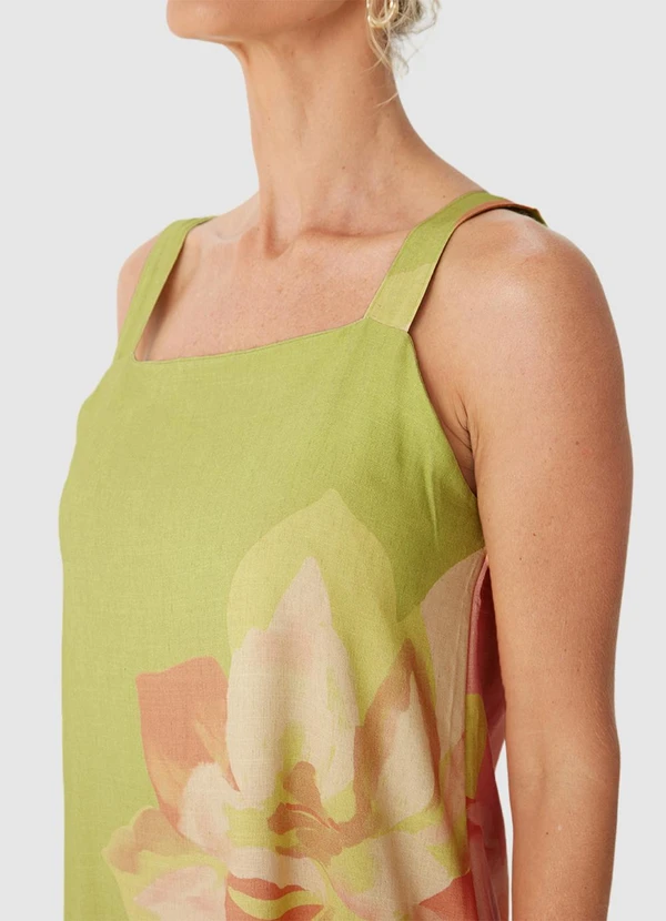 Malwee - Vestido Evasê Mídi Tropical Verde 6