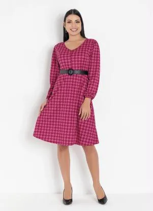 Rosalie - Vestido Evasê Pied de Poule - ROSALIE