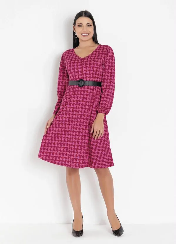 Rosalie - Vestido Evasê Pied de Poule