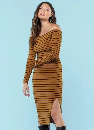 Marialícia - Vestido Feminino Adulto Marrom - MARIALÍCIA