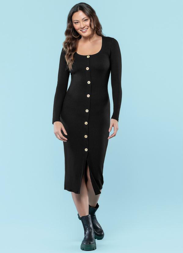 Marialícia - Vestido Feminino Adulto Preto