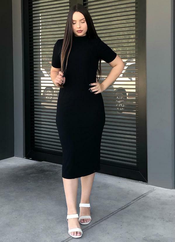 Marialícia - Vestido Feminino Adulto Preto