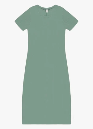 Rovitex - Vestido Feminino Básico Midi em Ribana Verde - ROVITEX
