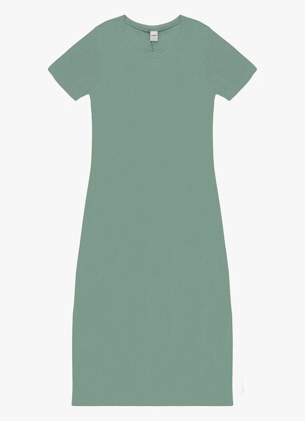 Rovitex - Vestido Feminino Básico Midi em Ribana Verde