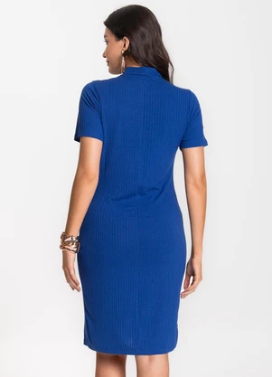 Infinita Cor - Vestido Feminino Canelado Azul - INFINITA COR
