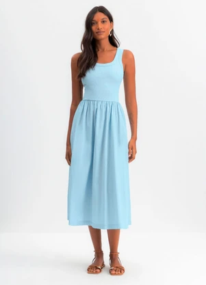 Essendi - Vestido Feminino Canelado Azul - ESSENDI