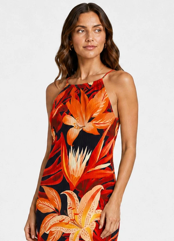 Select - Vestido Feminino Canelado Azul