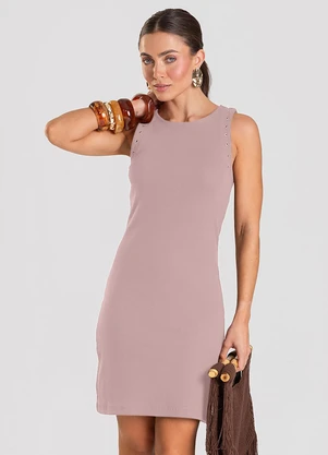 Dianna - Vestido Feminino Canelado Rosa - DIANNA