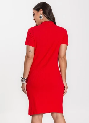 Infinita Cor - Vestido Feminino Canelado Vermelho - INFINITA COR