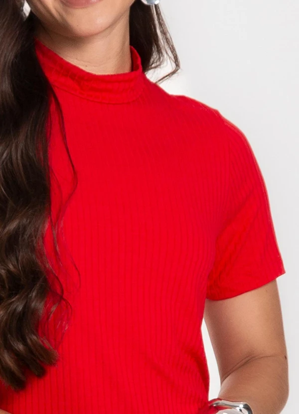 Infinita Cor - Vestido Feminino Canelado Vermelho 6