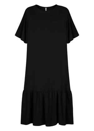 Marialícia - Vestido Feminino com Decote Canoa Preto - MARIALÍCIA