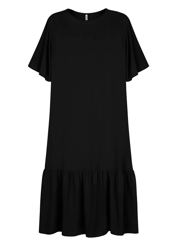 Marialícia - Vestido Feminino com Decote Canoa Preto