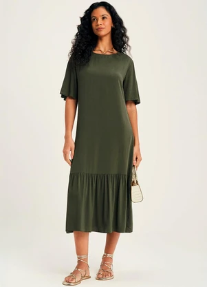 Marialícia - Vestido Feminino com Decote Canoa Verde - MARIALÍCIA
