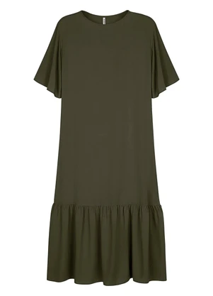 Marialícia - Vestido Feminino com Decote Canoa Verde - MARIALÍCIA