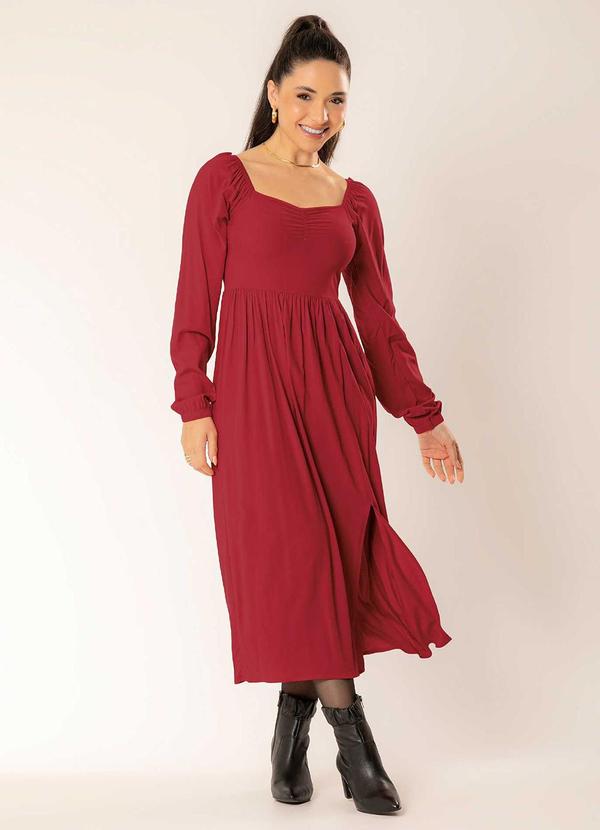 Cativa - Vestido Feminino com Manga Bufante Vermelho