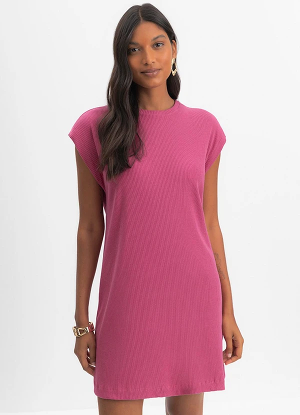 Essendi - Vestido Feminino Curto Canelado Rosa