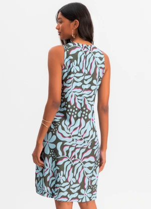 Essendi - Vestido Feminino Curto Floral em Viscose Azul - ESSENDI