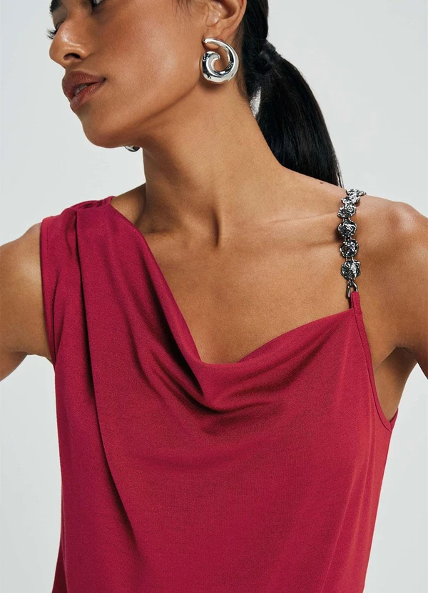 Marialícia - Vestido Feminino Degagê Alça com DetalheVermelho 3