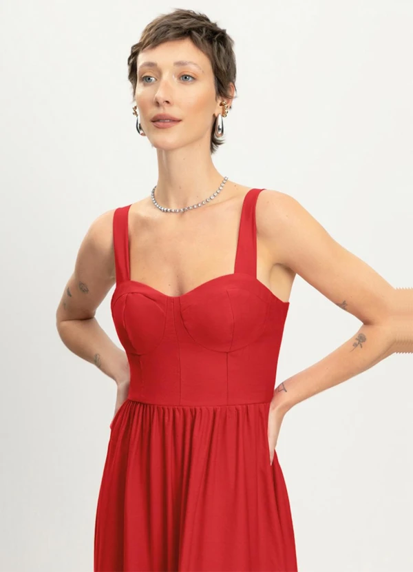 Essendi - Vestido Feminino em Alfaiataria Vermelho 3