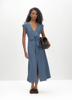 Essendi - Vestido Feminino em Malha Comfort Azul - ESSENDI