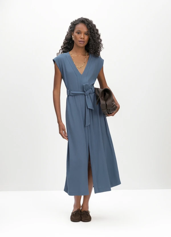 Essendi - Vestido Feminino em Malha Comfort Azul